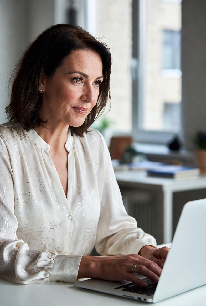 Professional woman working on a laptop